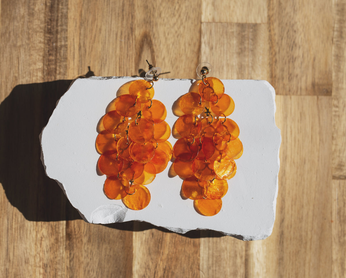 Handcrafted Cascading Capiz Shell Chandelier Earrings