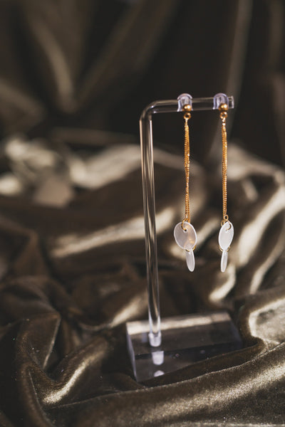 Dainty Double Capiz Shell Chain Drop Earrings