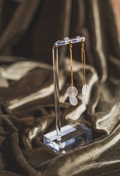 Dainty Double Capiz Shell Chain Drop Earrings