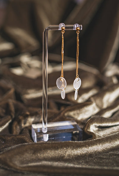 Dainty Double Capiz Shell Chain Drop Earrings