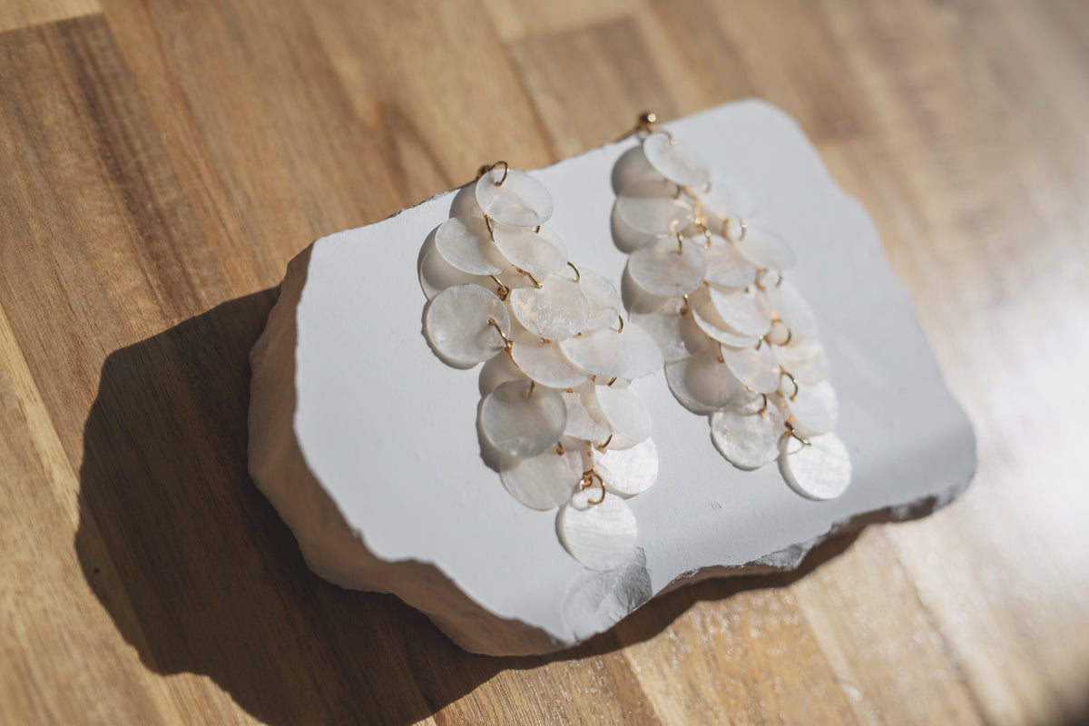 Handcrafted Cascading Capiz Shell Chandelier Earrings