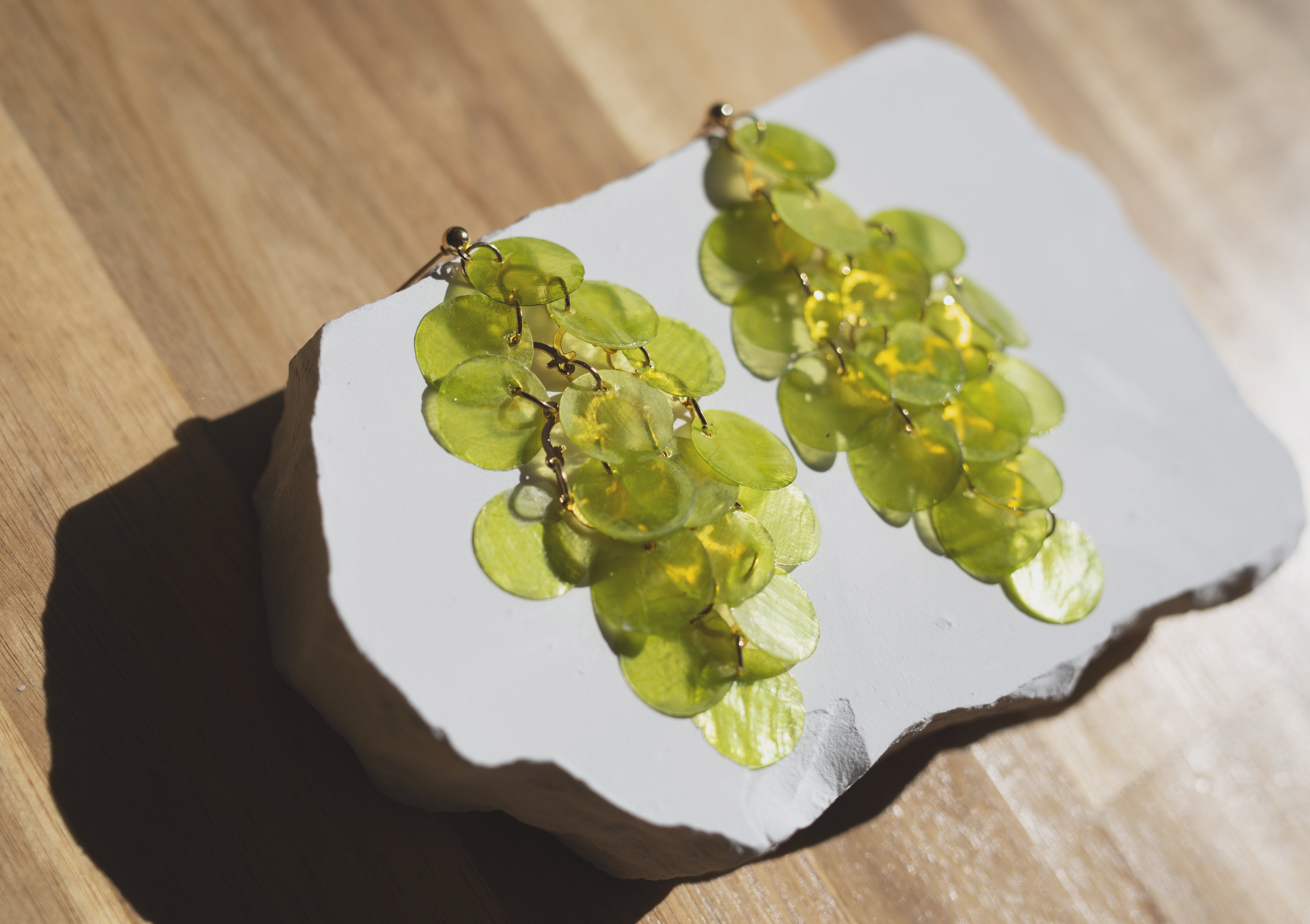 Handcrafted Cascading Capiz Shell Chandelier Earrings