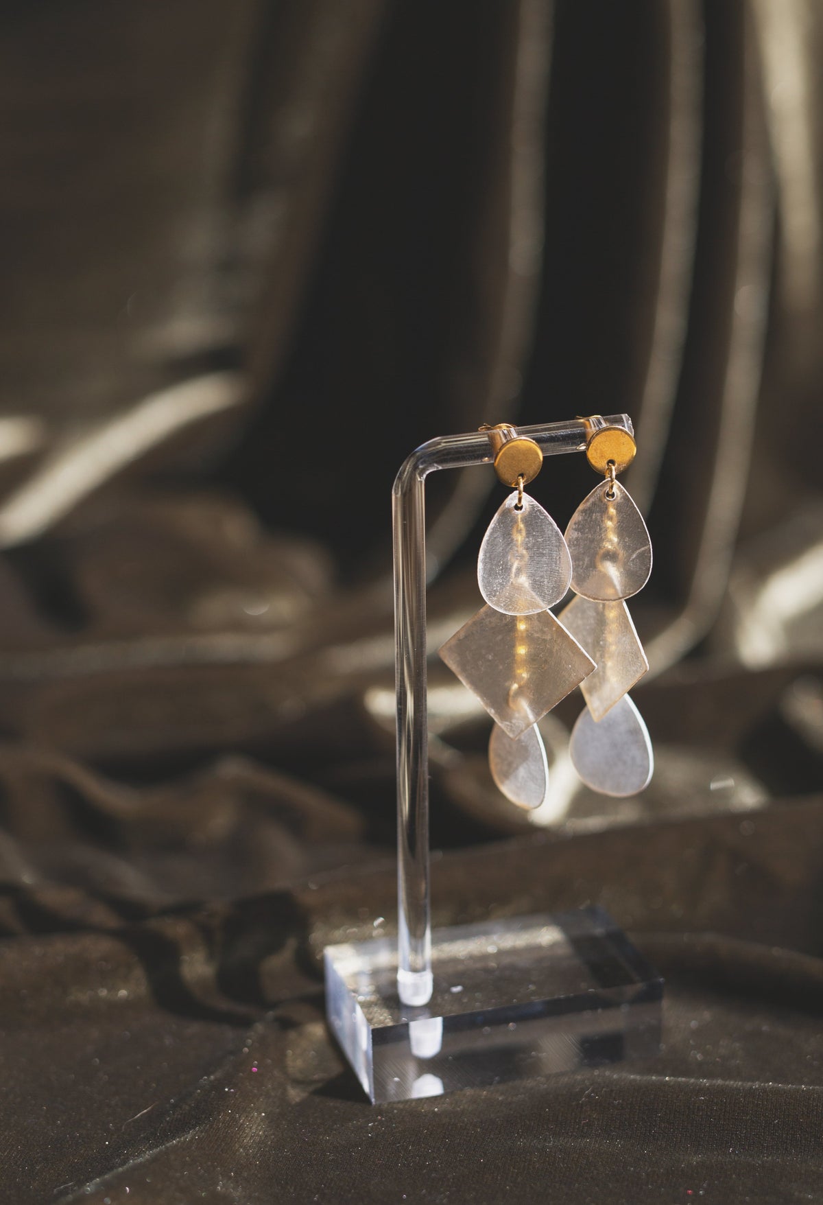 Handcrafted Geometric Capiz Shell Statement Earrings