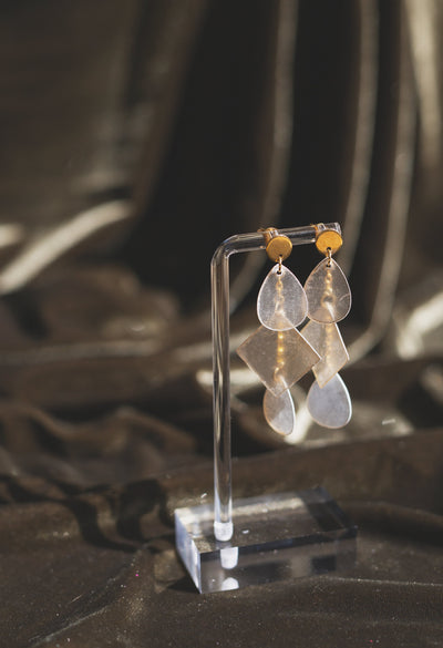 Handcrafted Geometric Capiz Shell Statement Earrings