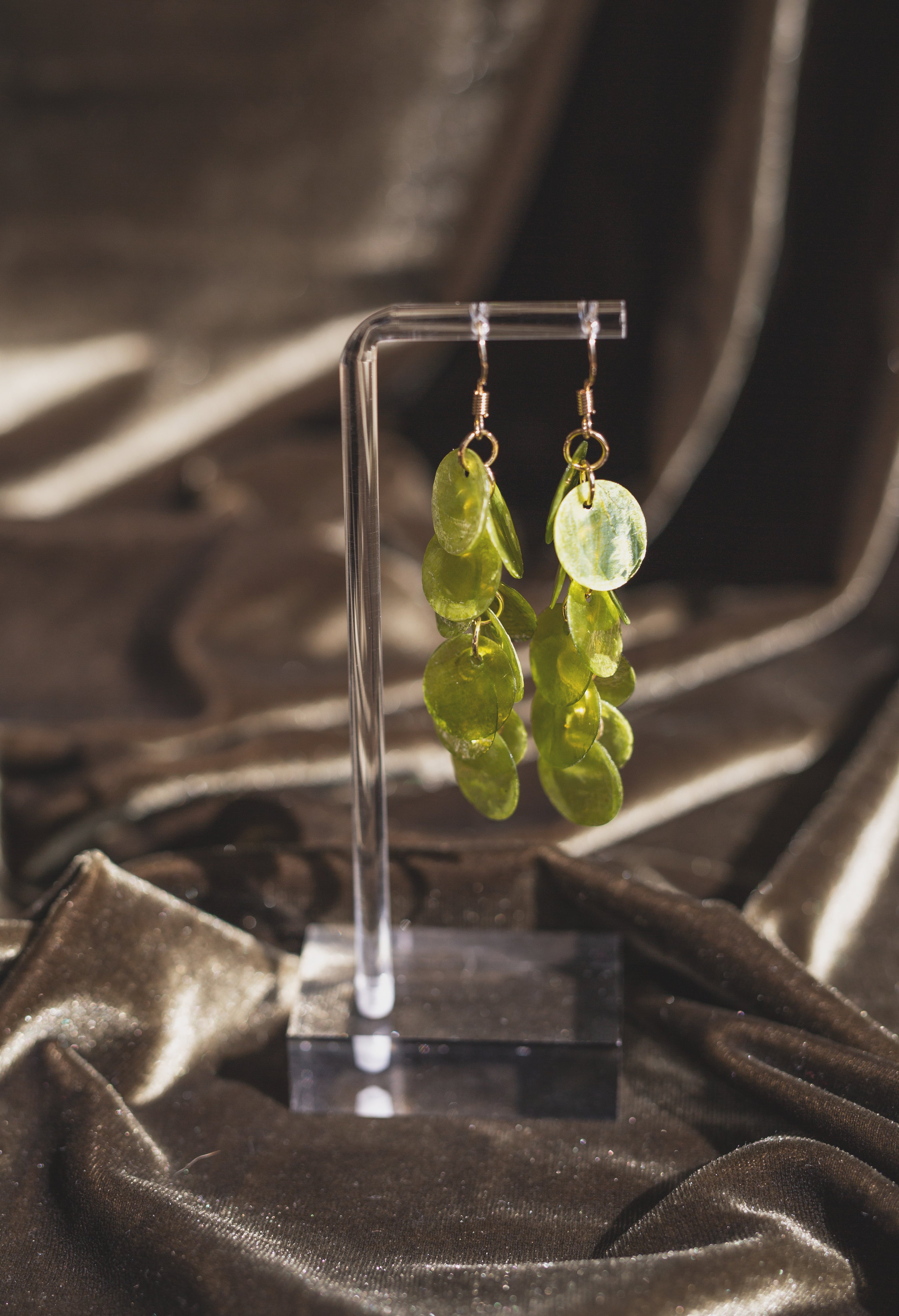 Handcrafted Cascading Capiz Shell Statement Earrings