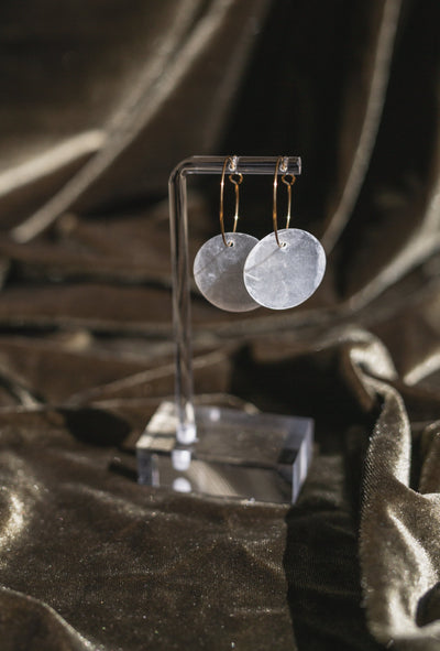 Handcrafted Threaded Round Capiz Shell Hoop Earrings