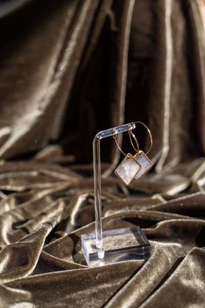 Handcrafted Philippine Capiz Shell Geometric Hoop Earrings