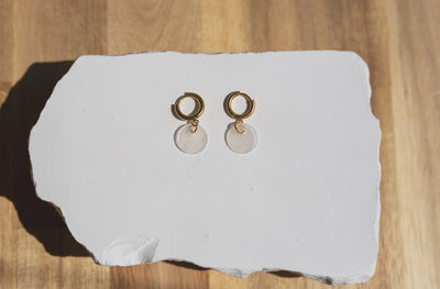 Handcrafted Capiz Shell Huggie Hoop Earrings