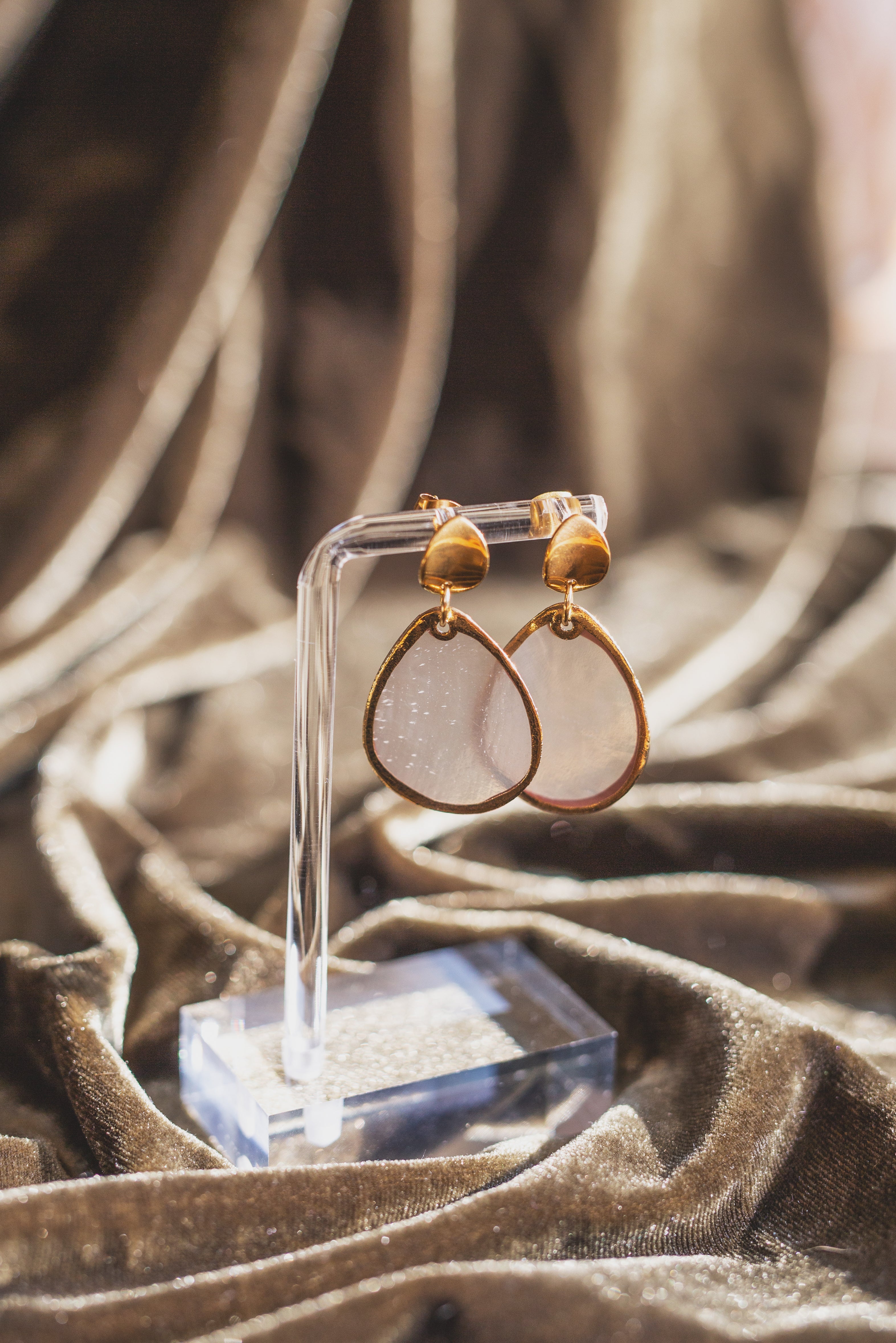 Handcrafted Teardrop Capiz Shell Drop Earrings