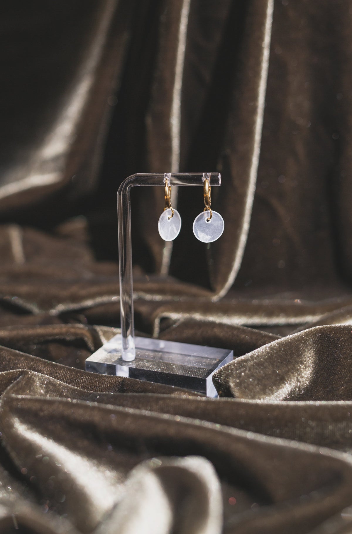 Handcrafted Capiz Shell Huggie Hoop Earrings