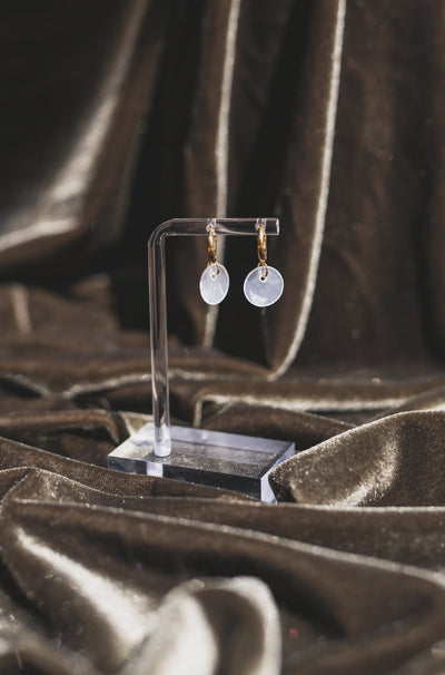Handcrafted Capiz Shell Huggie Hoop Earrings
