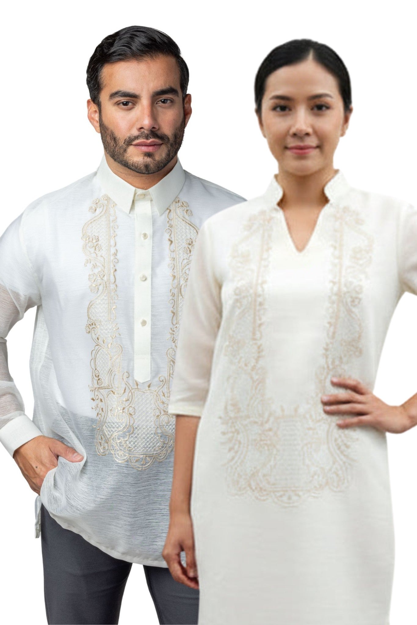 Barong Warehouse CB03 - Couple's Barong - Matching Barong Tagalog & Filipiniana 