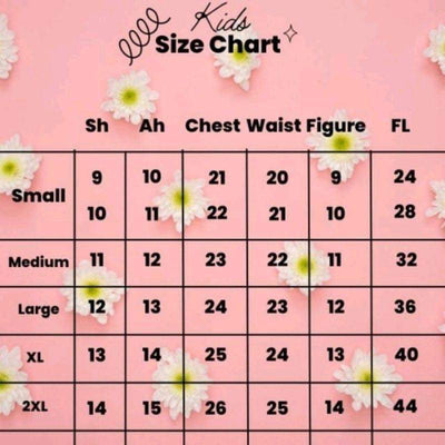 Filipiniana Princess Dress Size Chart