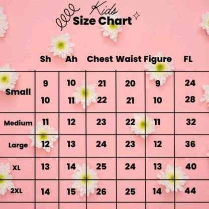 Filipiniana Princess Dress Size Chart