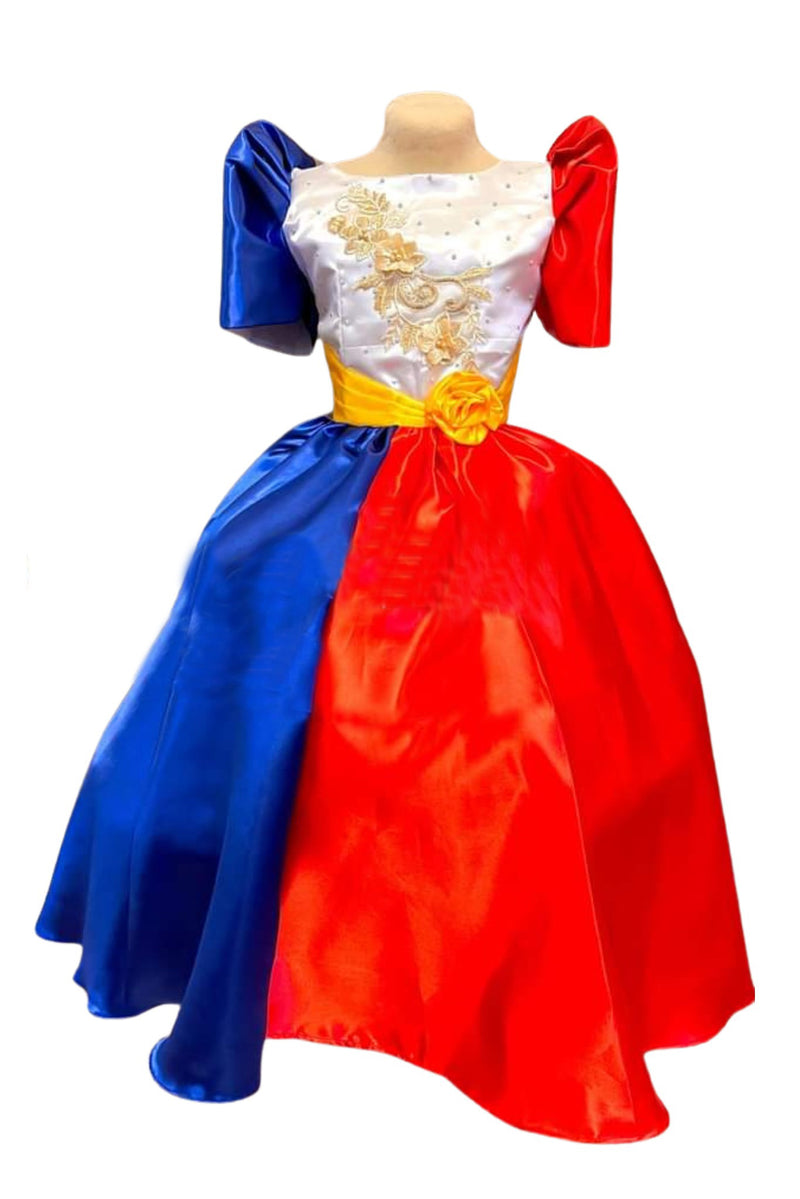 Barong Warehouse - GD01 - Filipiniana Princess Dress Filipino Flag Colors