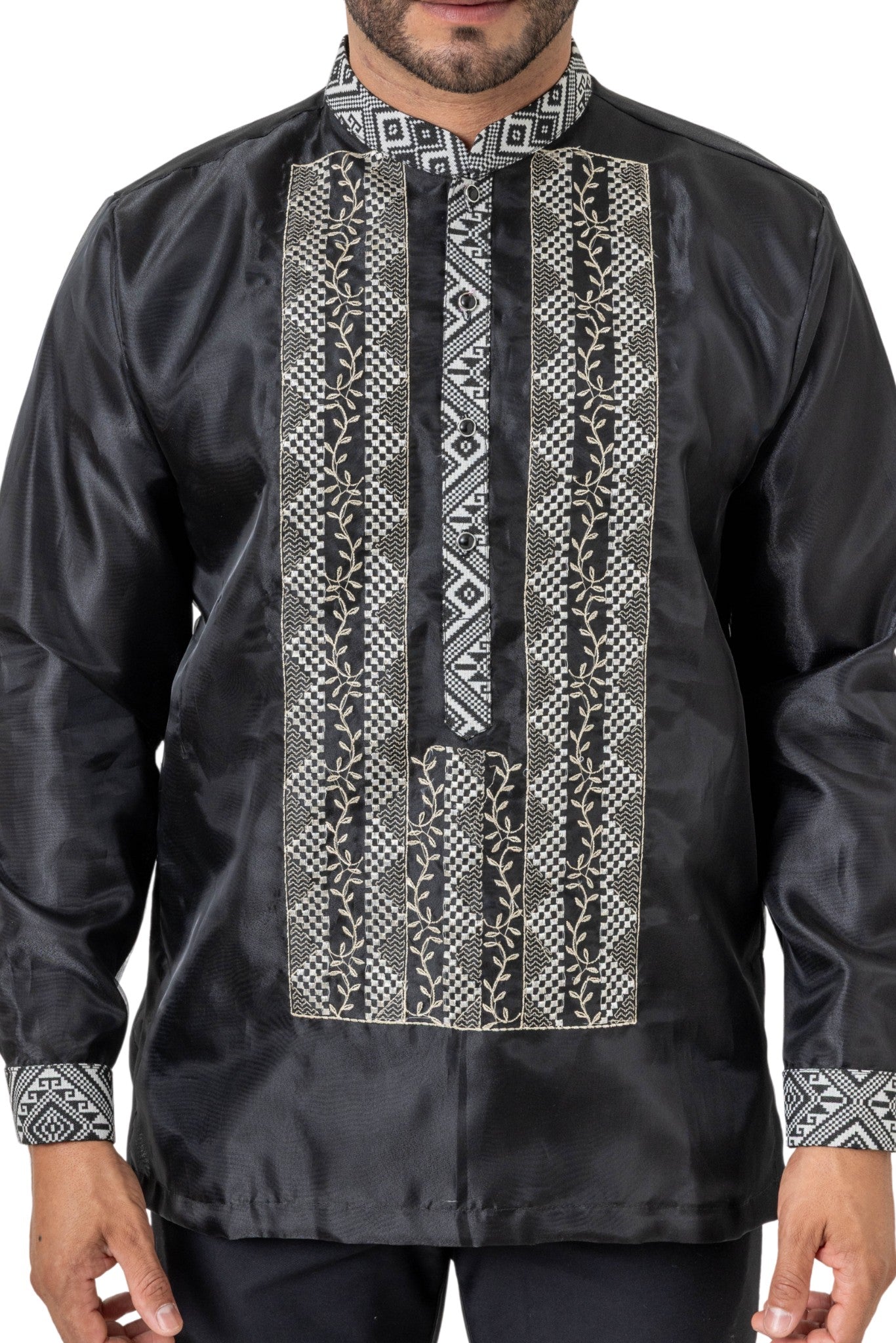 Barong Warehouse - MO59 - Organza Barong Tagalog with Lining Black