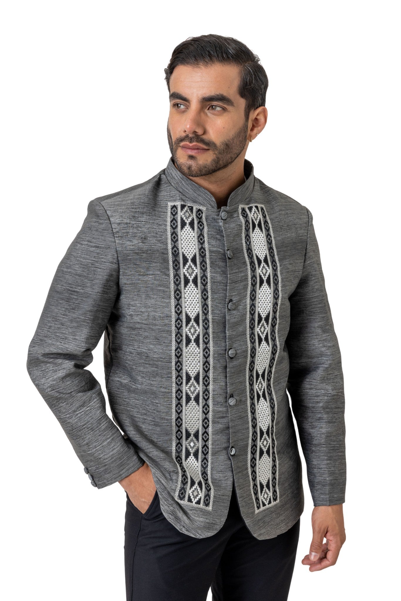 Barong Warehouse - MD09 - Barong Tagalog Coat Black