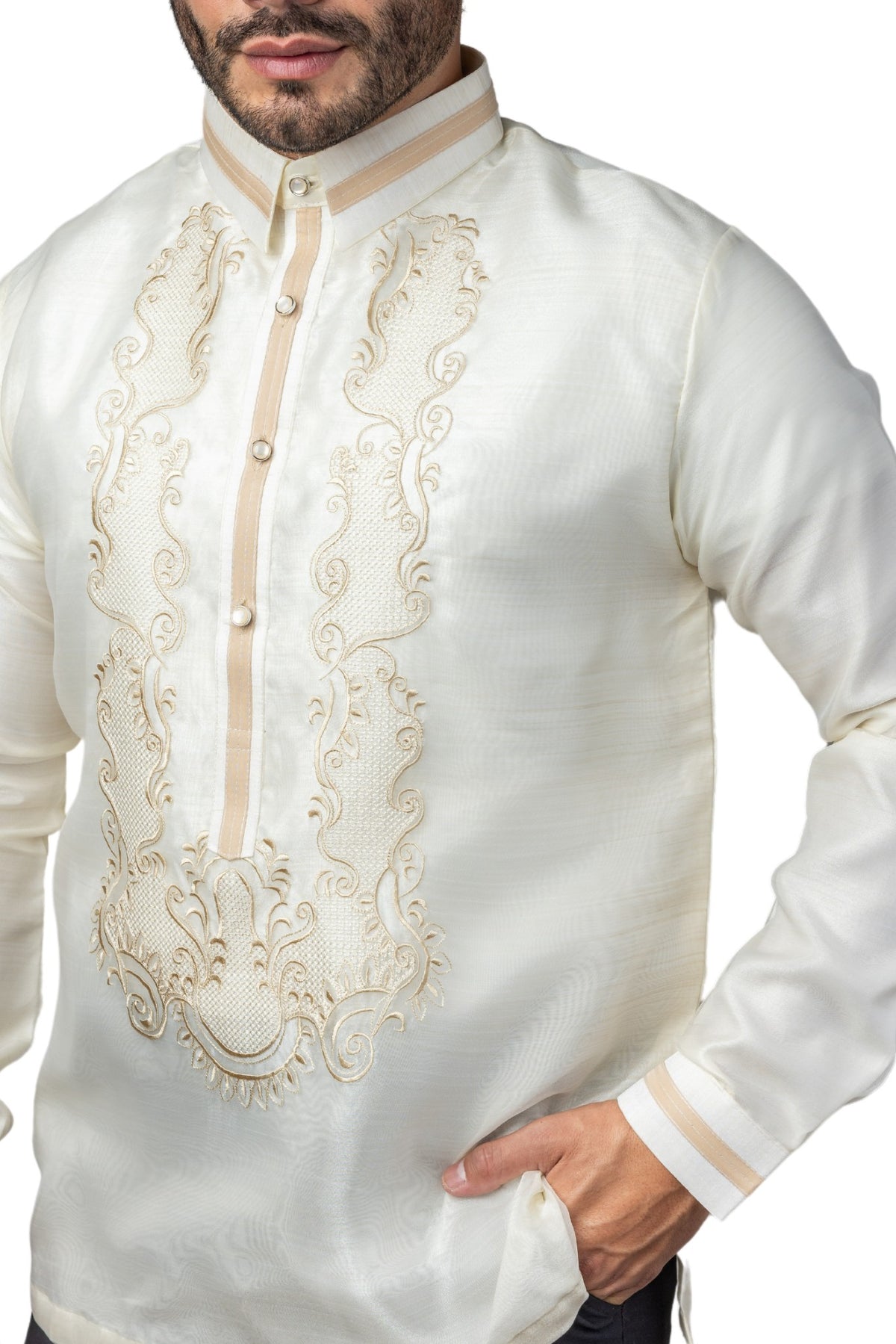 MO44 - Organza Pina Barong Tagalog with Lining – BARONG WAREHOUSE