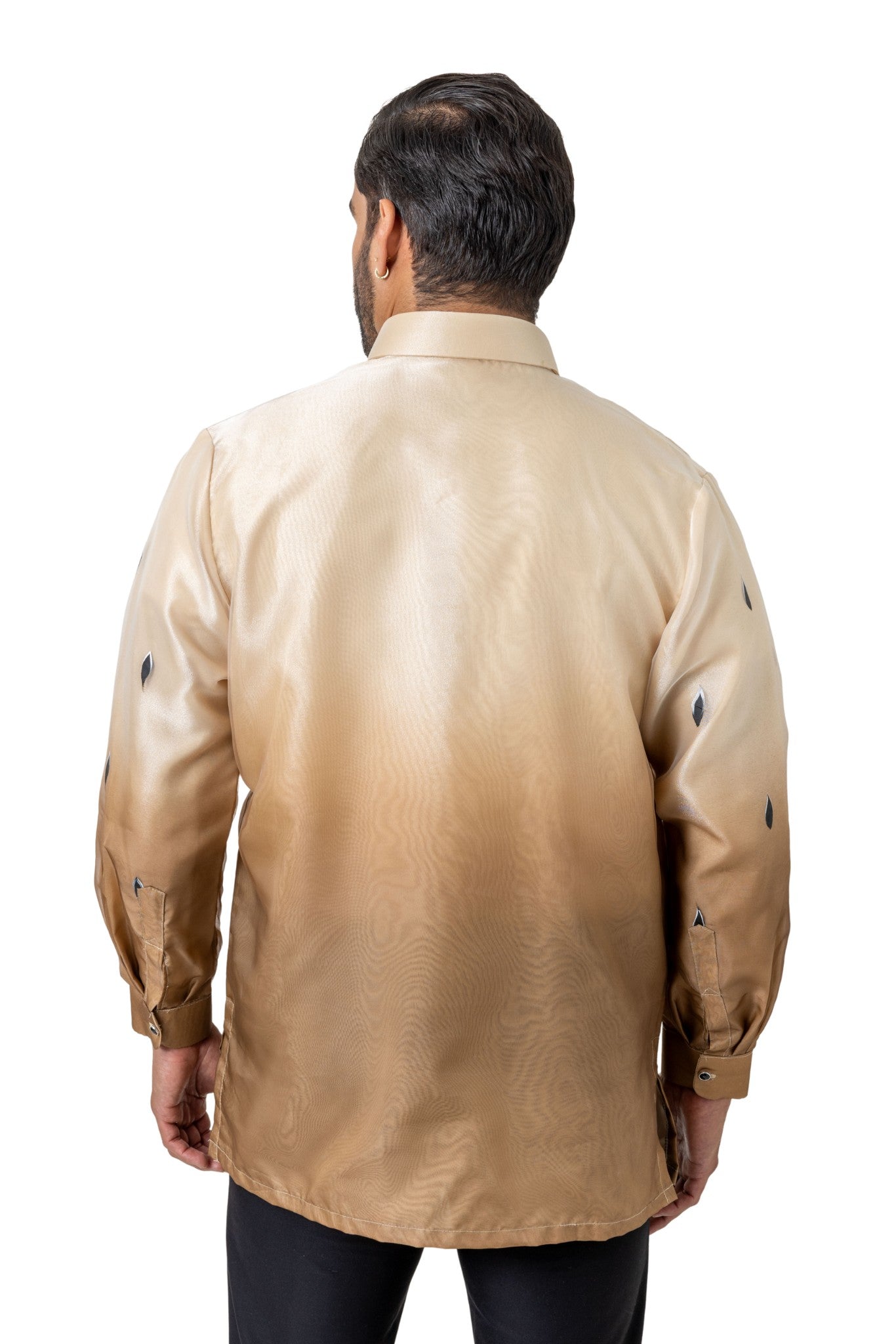 Barong Warehouse - MO49 - Organza Painting Barong Tagalog with Lining Brown