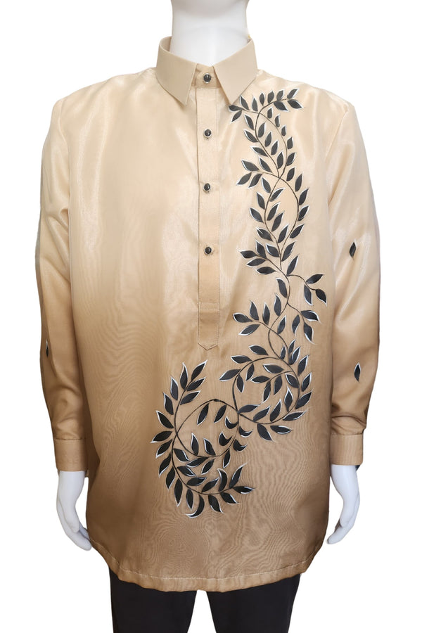 BARONG WAREHOUSE - MO49 - Organza Painting Barong Tagalog with Lining Brown