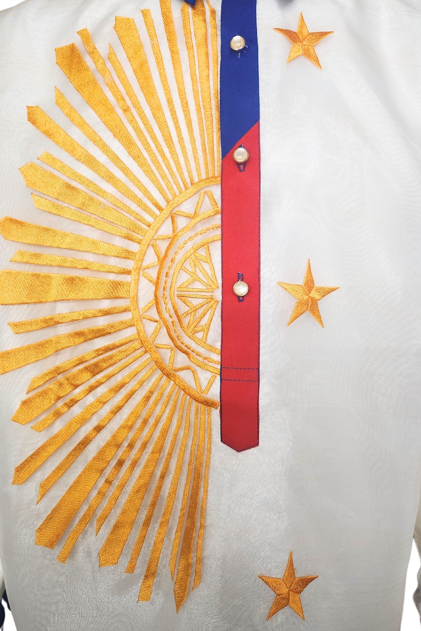 MO51 - Organza Barong Tagalog with Lining Sun and Stars