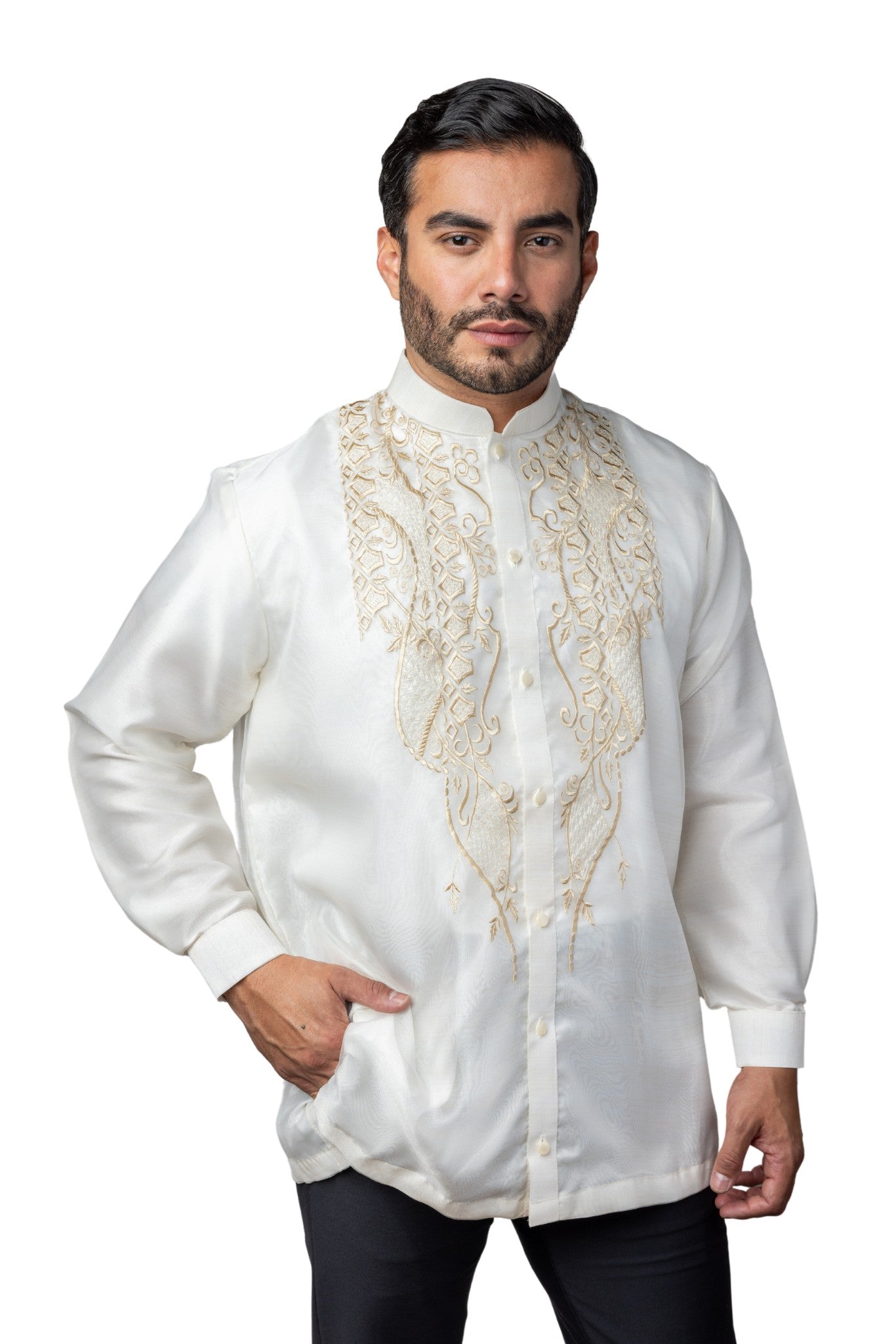Barong Warehouse - MO52 - Organza Barong Tagalog Full-Open with Lining