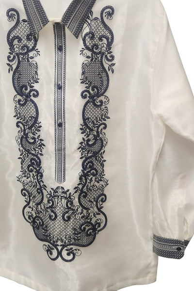BARONG WAREHOUSE - MO37 - Organza Barong Tagalog with Lining Navy Blue