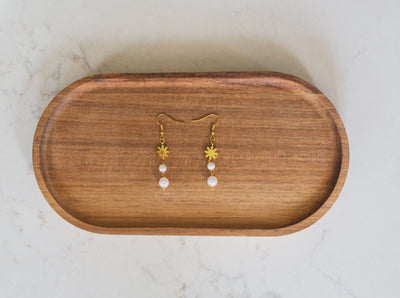 Dainty Philippine Sun and Pearl Dangle Earrings