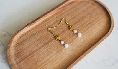 Dainty Philippine Sun and Pearl Dangle Earrings