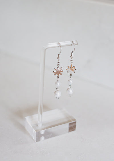 Dainty Philippine Sun and Pearl Dangle Earrings