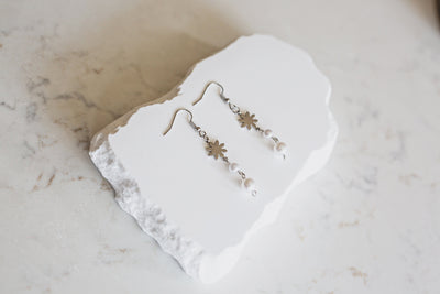 Dainty Philippine Sun and Pearl Dangle Earrings