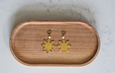 Philippine Sun and Pearl Statement Dangle Earrings
