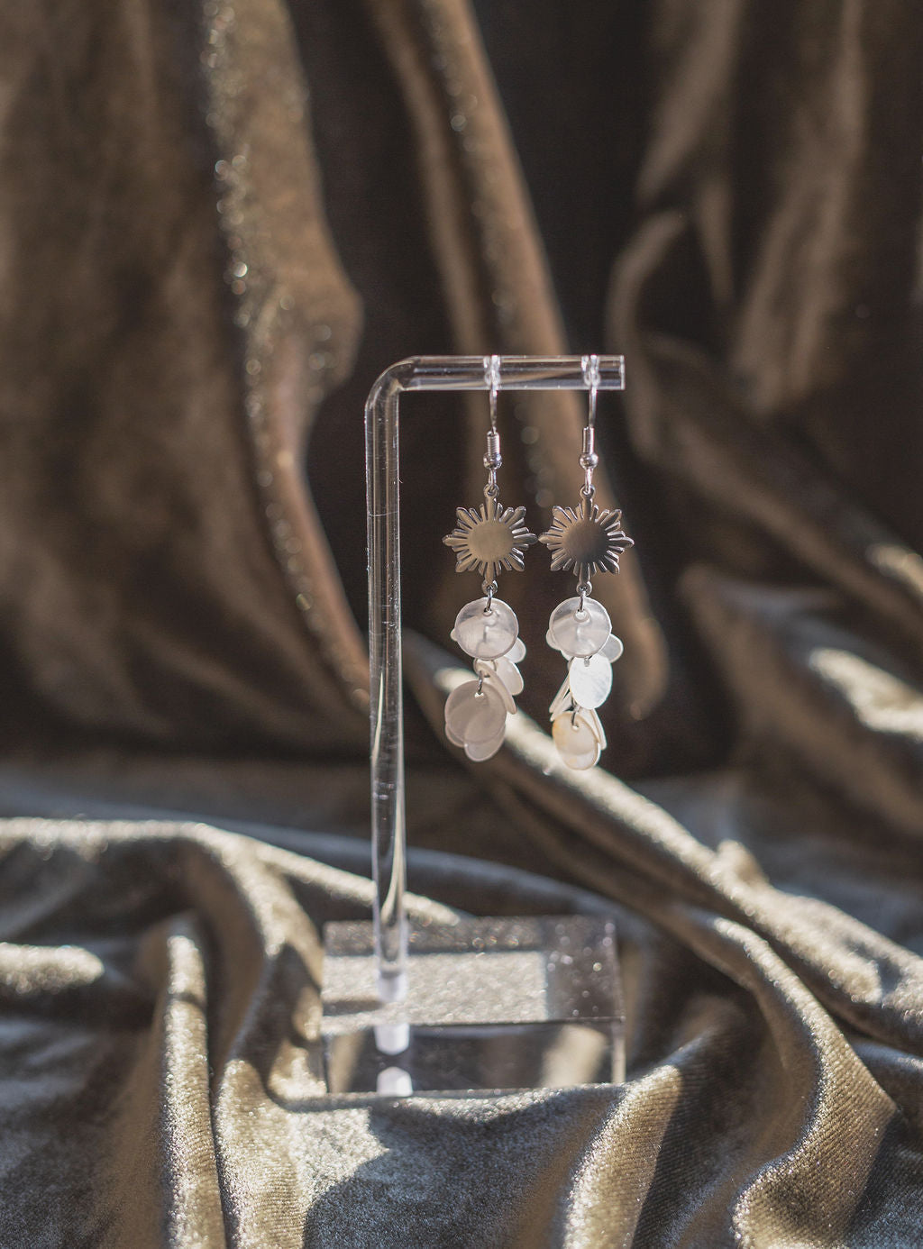 Philippine Sun Capiz Shell Dangle Earrings