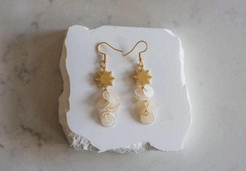 Philippine Sun Capiz Shell Dangle Earrings