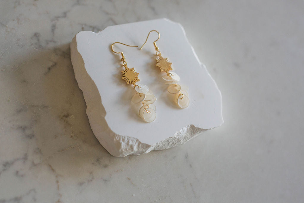 Philippine Sun Capiz Shell Dangle Earrings
