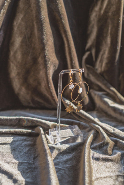 Philippine Sun and Natural Baroque Pearl Earrings