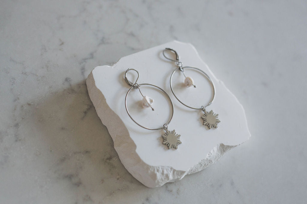 Philippine Sun and Natural Baroque Pearl Earrings