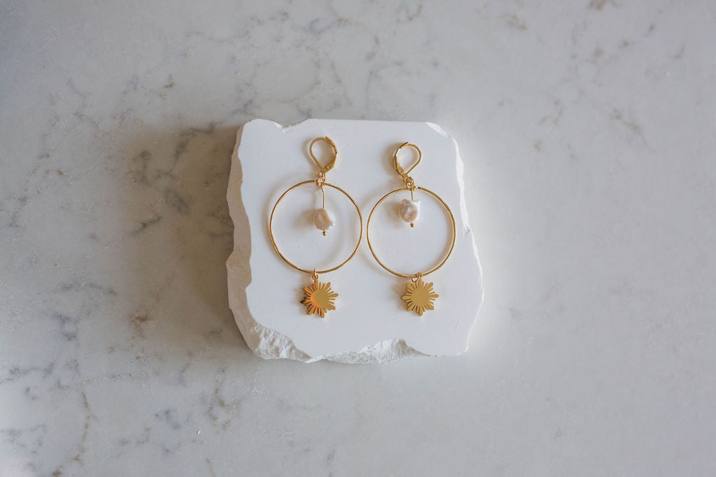 Philippine Sun and Natural Baroque Pearl Earrings