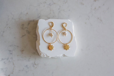 Philippine Sun and Natural Baroque Pearl Earrings