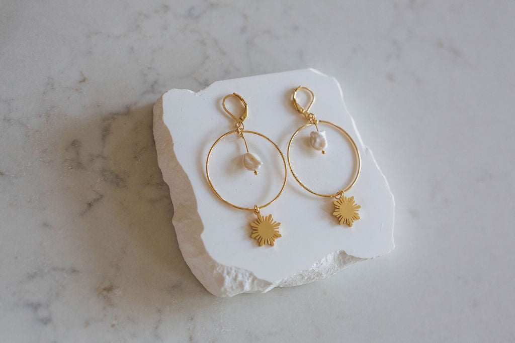 Philippine Sun and Natural Baroque Pearl Earrings