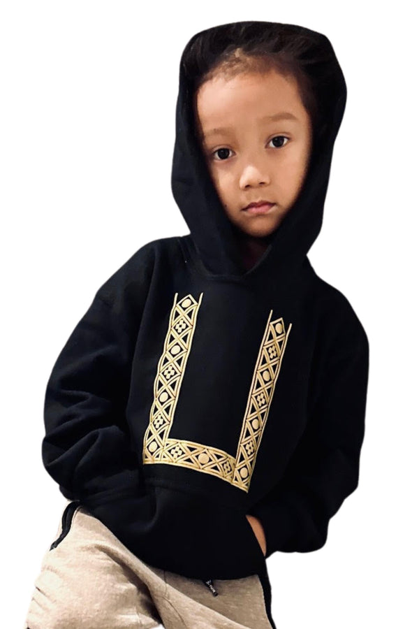 Baru Mu - Barong Warehouse - VLM03 - Kids' Barong Pullover Hoodie - Gold Embroidery