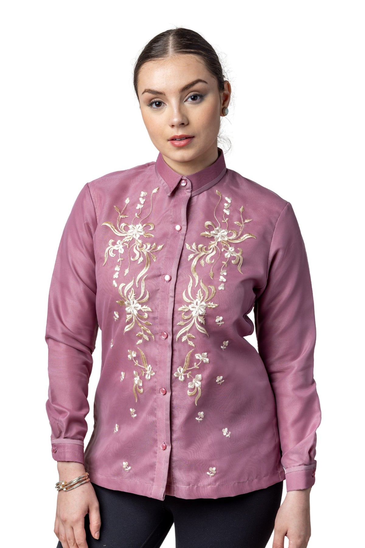 WO11 - Women's Barong Tagalog Pink - Filipiniana