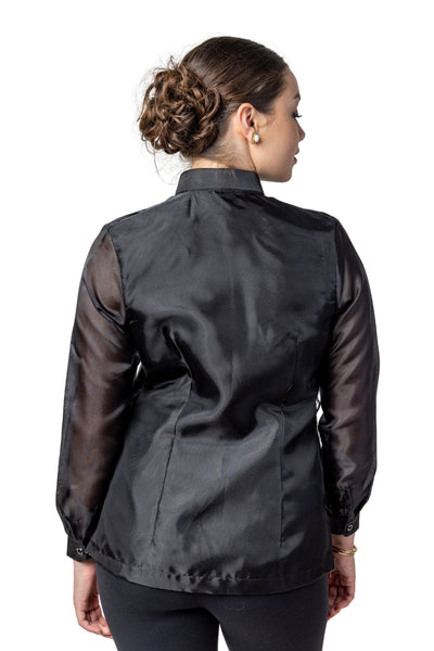 Barong Warehouse - WO12 - Women's Barong Tagalog Black - Filipiniana