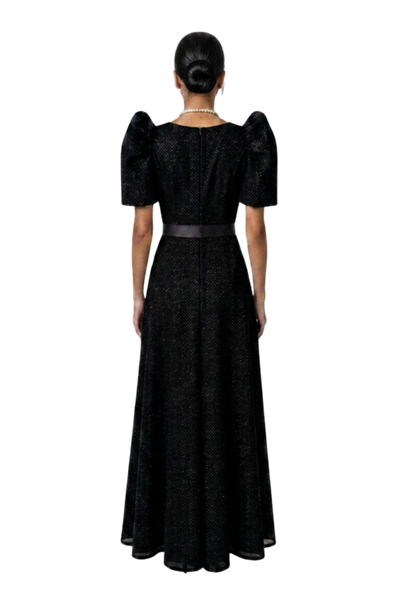 BARONG WAREHOUSE - WD24 - Filipiniana 3D Lace Gown Black