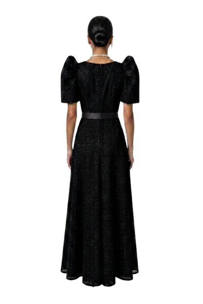 BARONG WAREHOUSE - WD24 - Filipiniana 3D Lace Gown Black