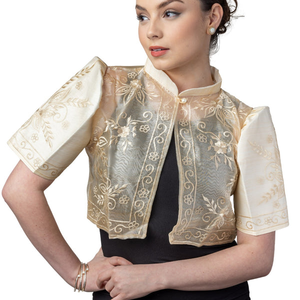 Filipiniana Embroidered Bolero Beige buy - Krystal LJM004