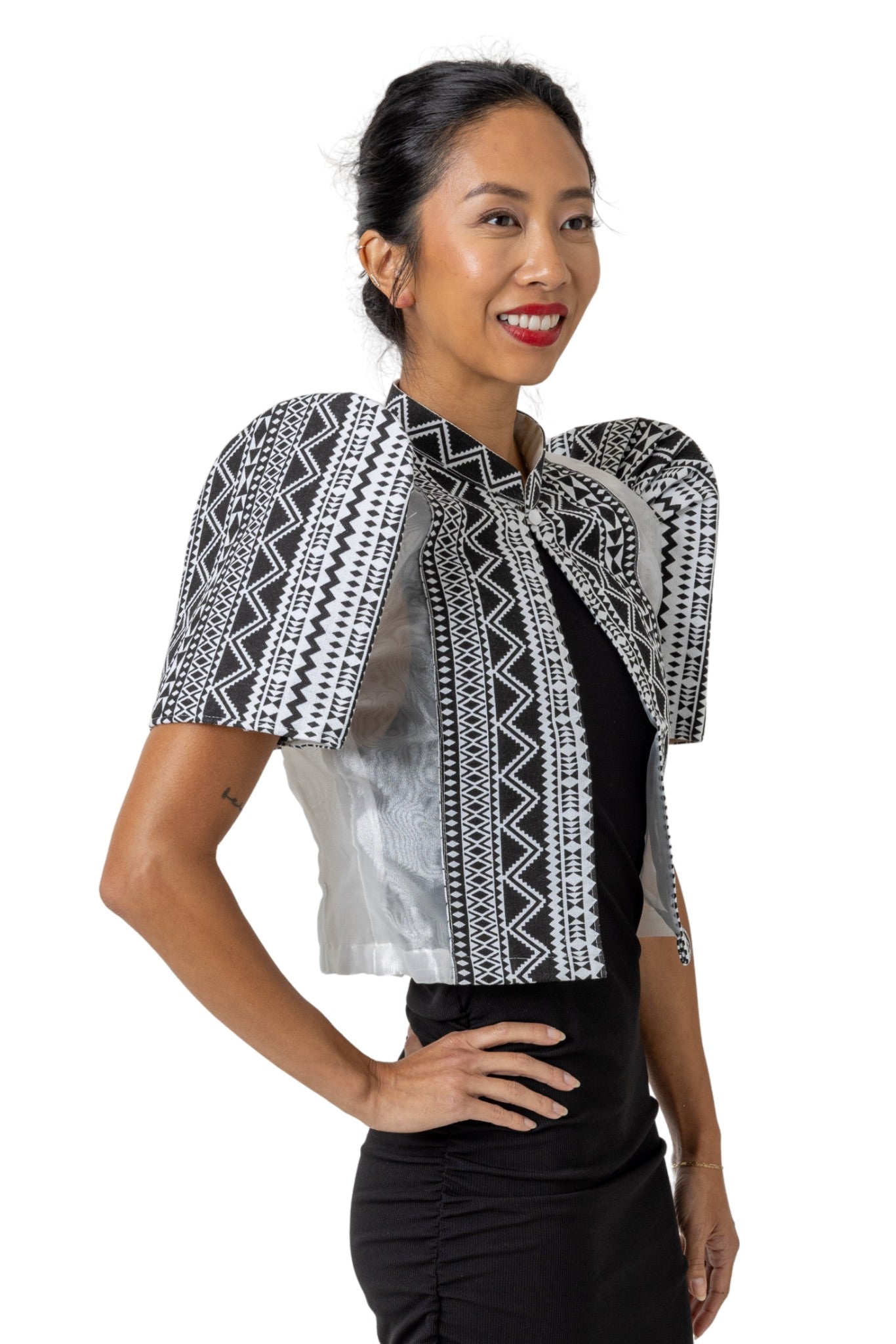 Barong Warehouse - WR18 - One-Button Bolero Ethic Black and White