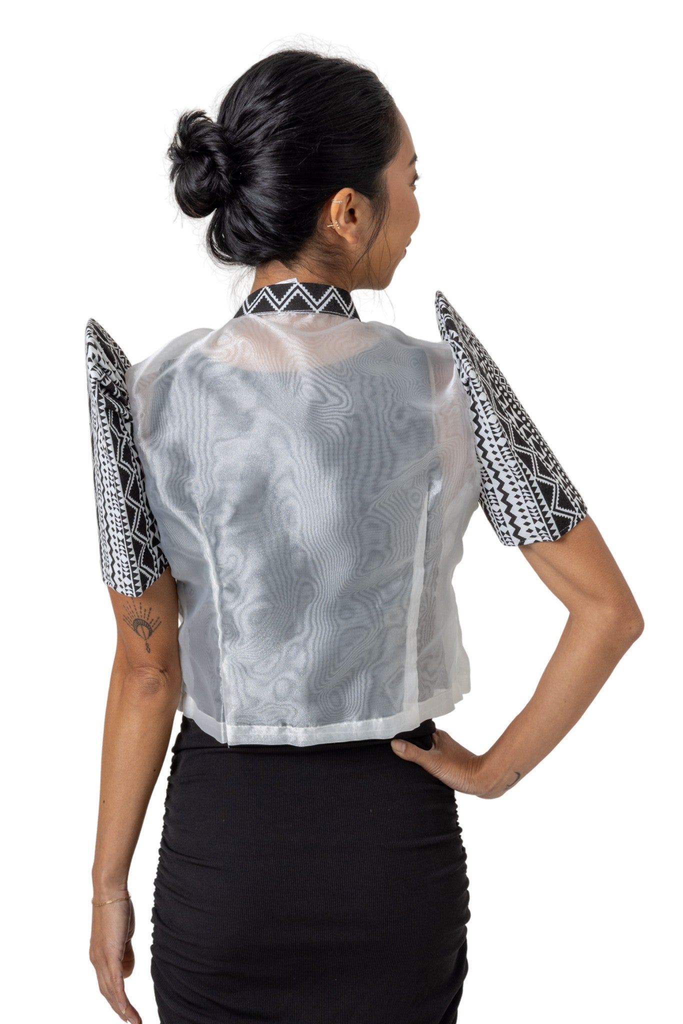 Barong Warehouse - WR18 - One-Button Bolero Ethic Black and White