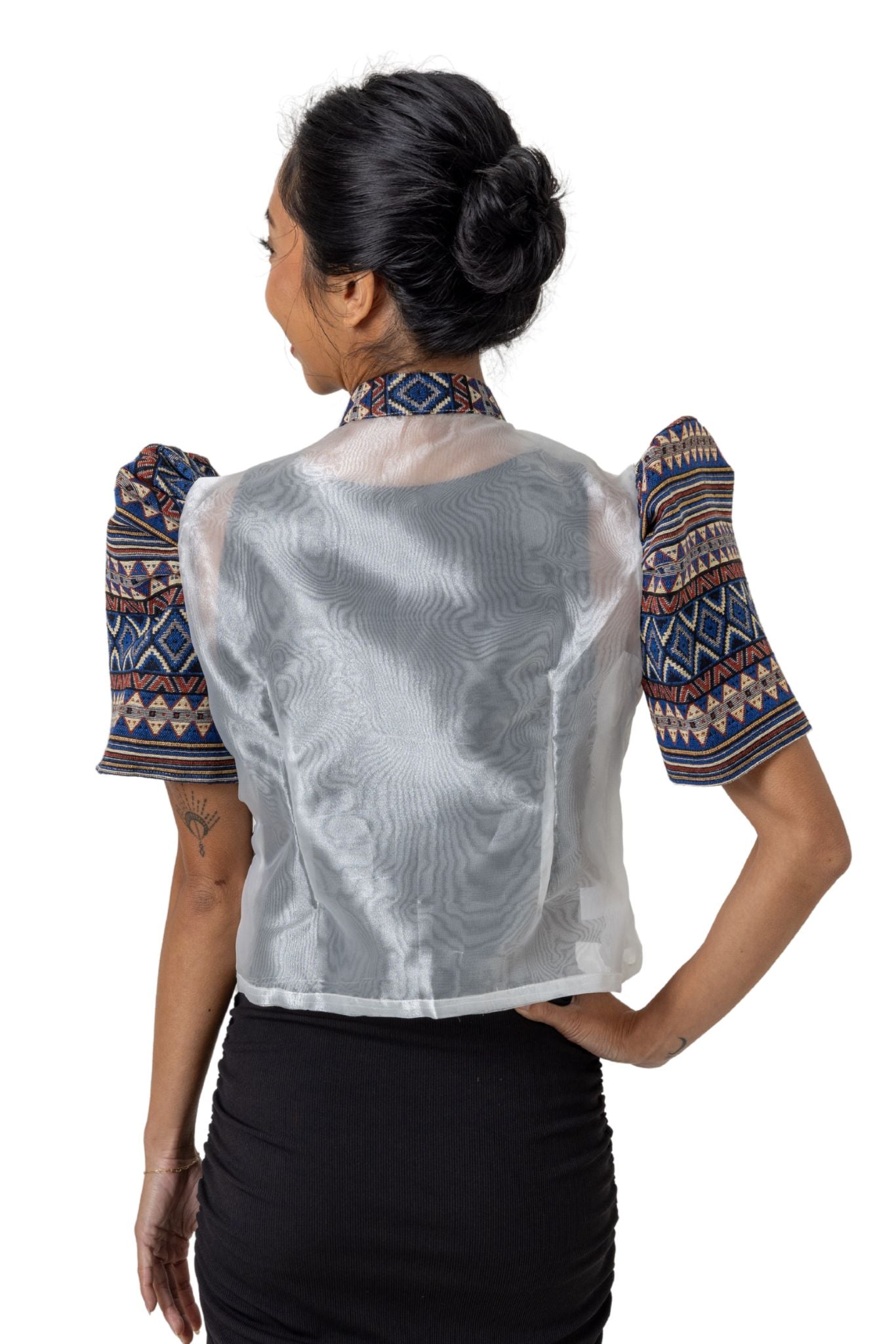 Barong Warehouse - WR19 - One-Button Bolero Ethnic Blue and Red