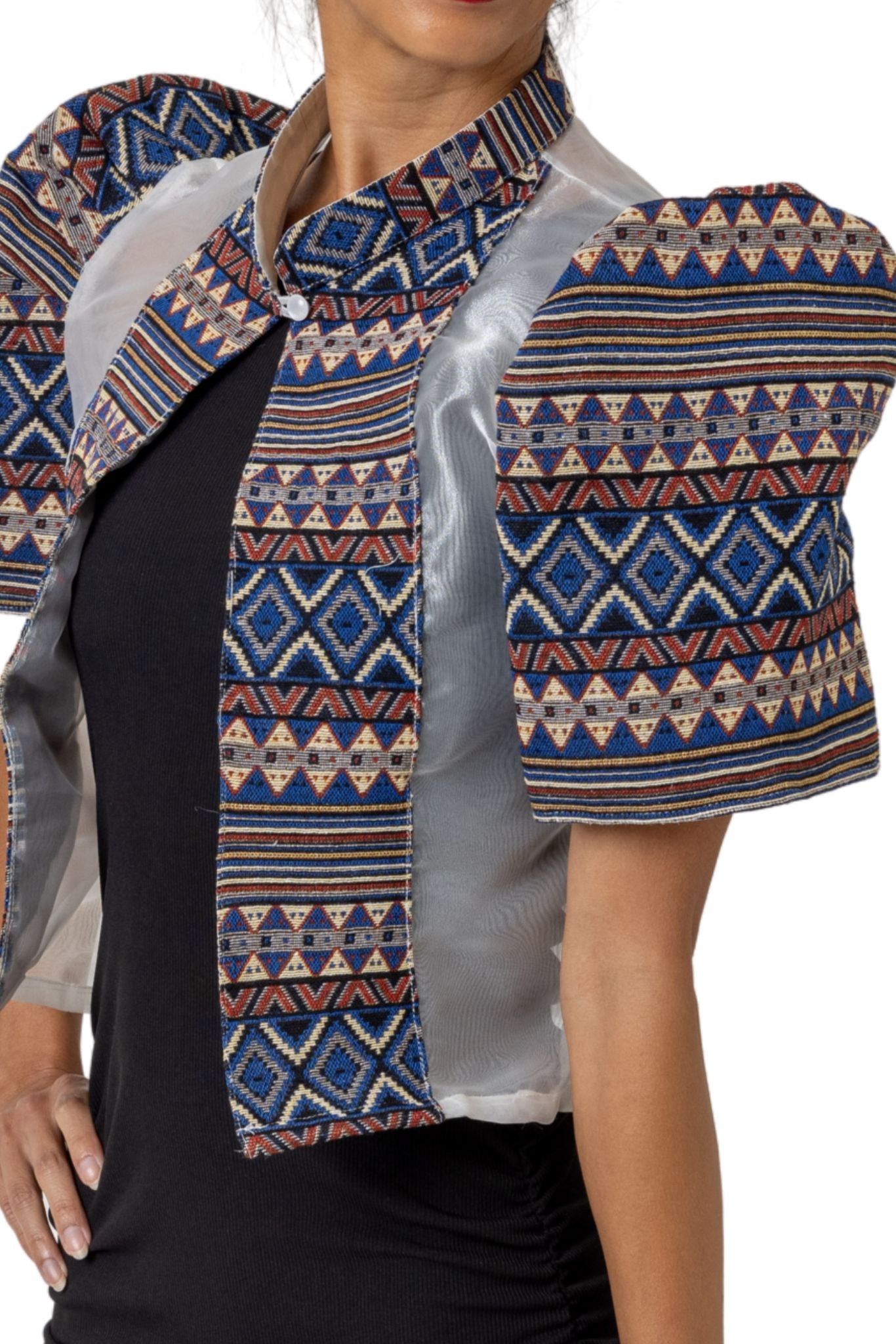 Barong Warehouse - WR19 - One-Button Bolero Ethnic Blue and Red